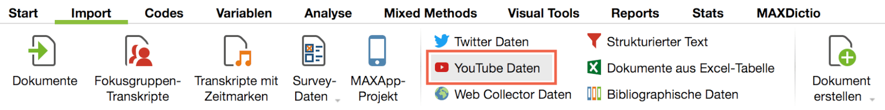Import von YouTube Daten aufrufen Import von YouTube Daten aufrufen