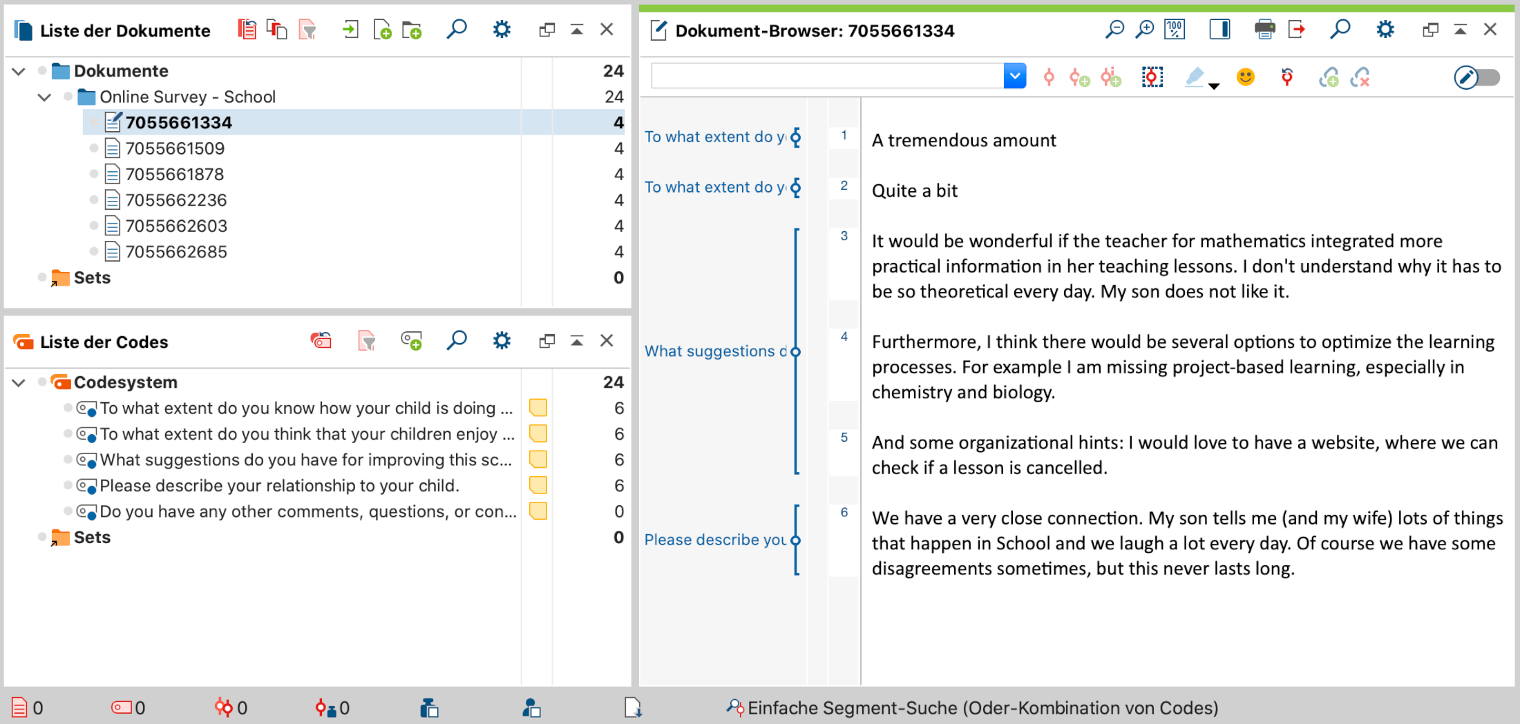 SurveyMonkey-Daten nach dem Import in MAXQDA SurveyMonkey-Daten nach dem Import in MAXQDA
