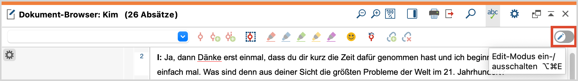 Edit-Modus ein-/ausschalten