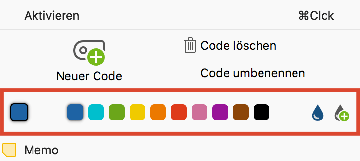 Farbe wählen im Kontextmenü für einen Code Farbe wählen im Kontextmenü für einen Code