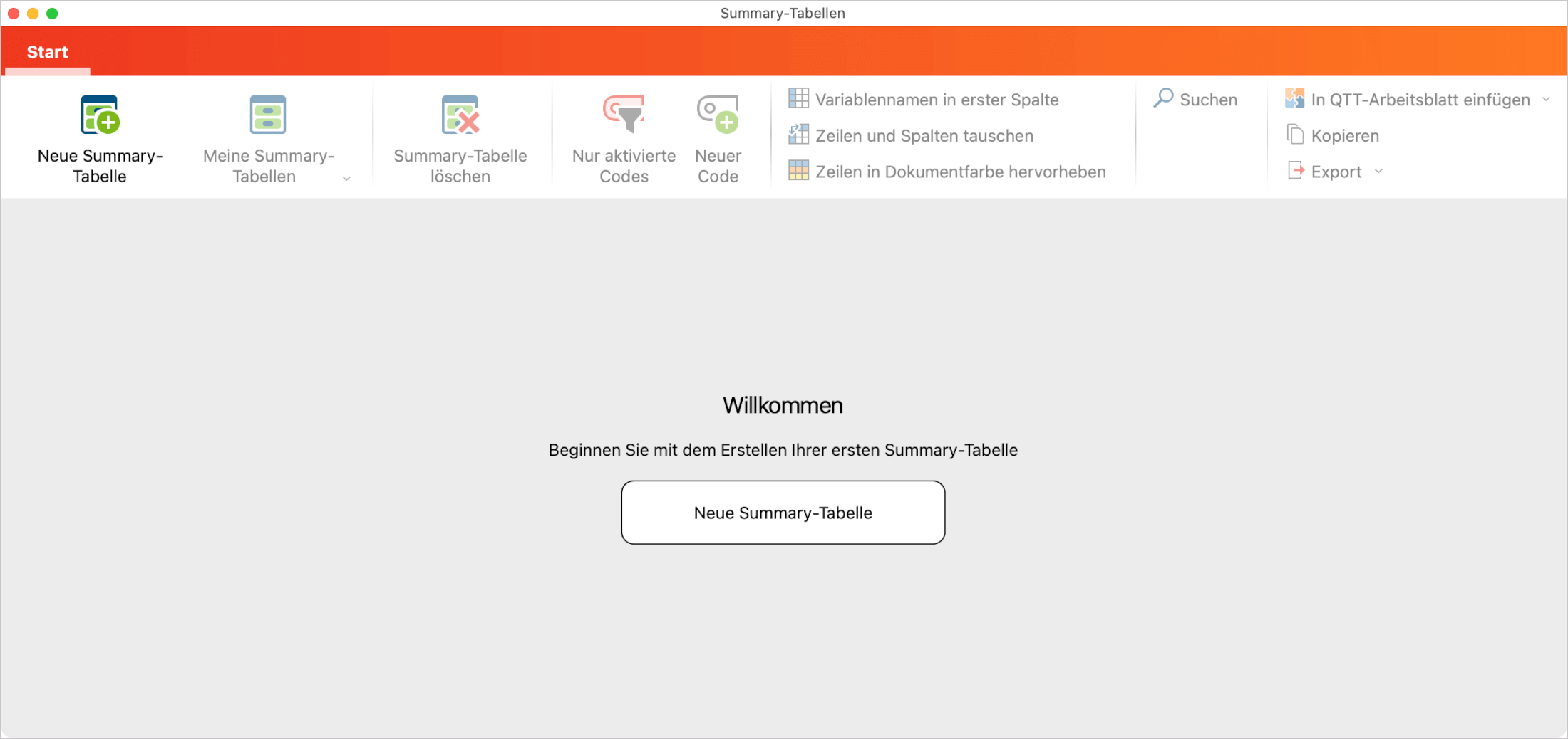 Das Fenster „Summary-Tabellen“ Das Fenster „Summary-Tabellen“