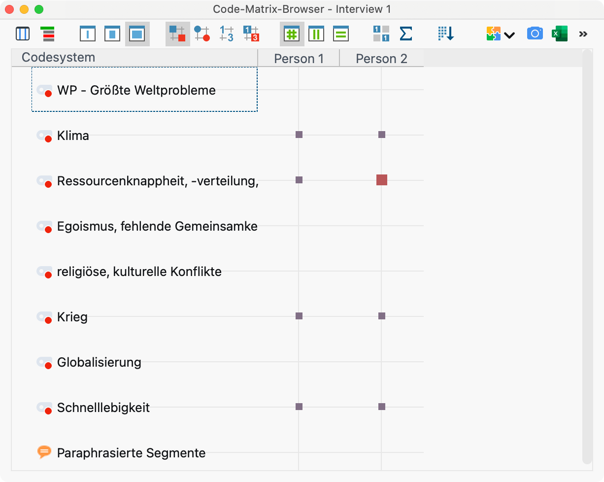 Codezuweisung im Code-Matrix-Browser überprüfen