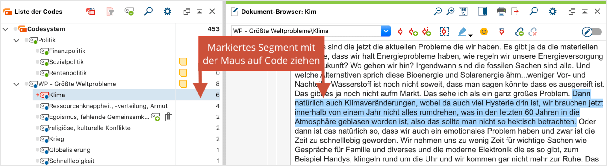 Codieren durch Klicken und Ziehen mit der Maus Codieren durch Klicken und Ziehen mit der Maus