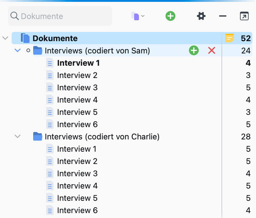 Dokumente für die Intercoder-Funktion