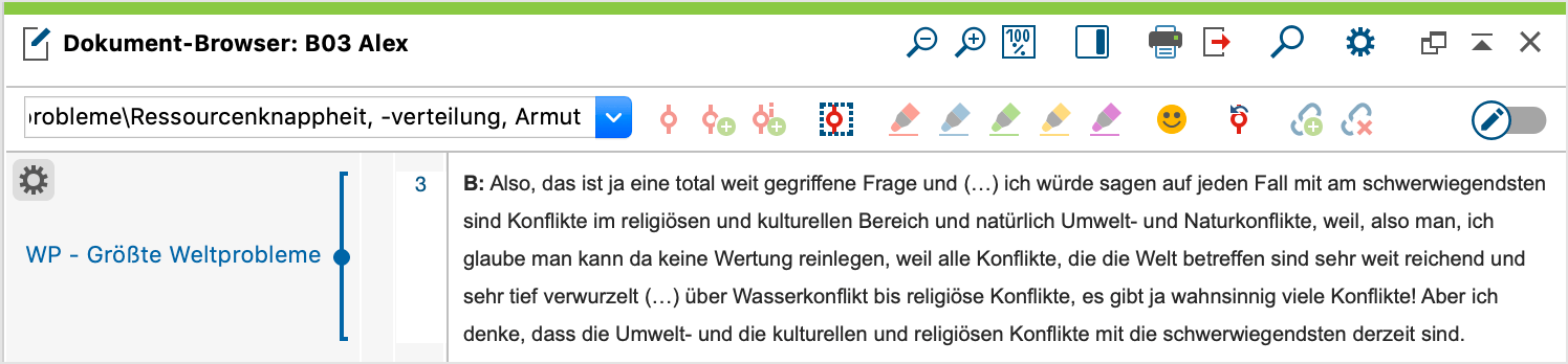 Anzeige eines Kommentars durch einen ausgefüllten Kreis Anzeige eines Kommentars durch einen ausgefüllten Kreis