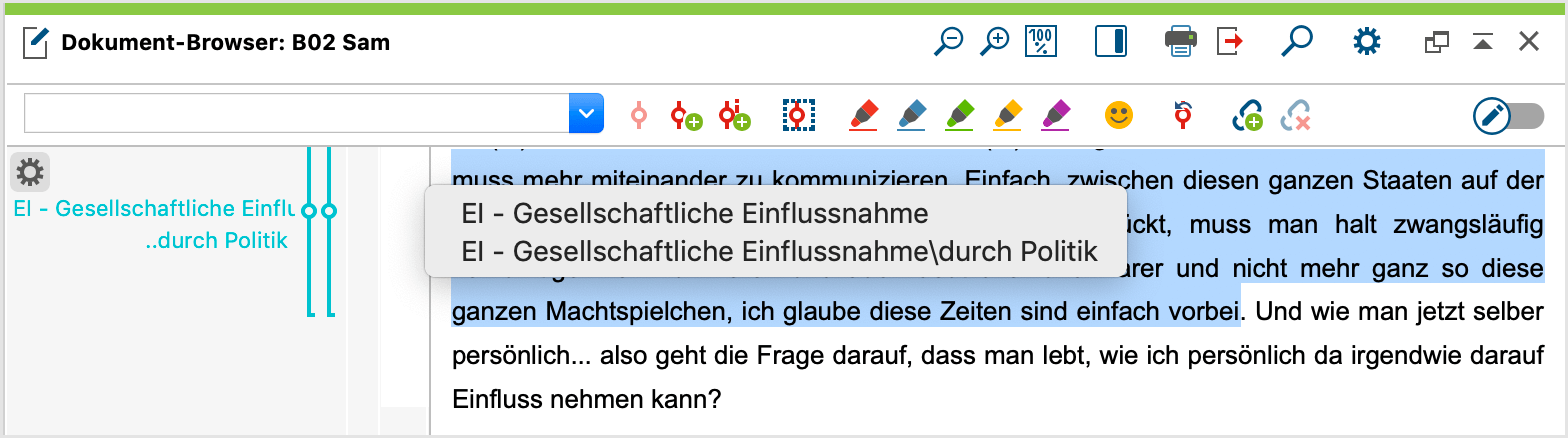 Liste der zu einem Segment zugeordneten Codes Liste der zu einem Segment zugeordneten Codes