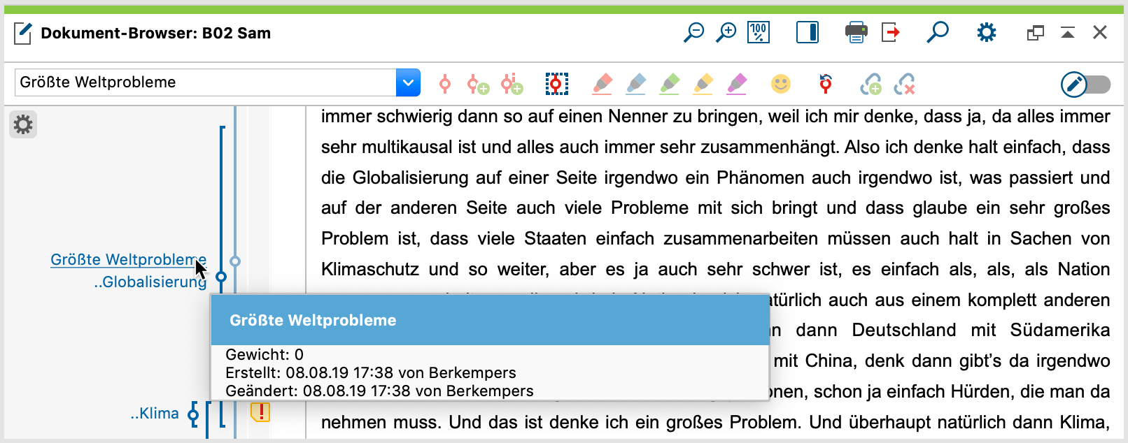 Tooltip an der Visualisierung der Codierung Tooltip an der Visualisierung der Codierung