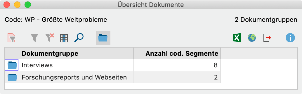 Aggregation der Anzeige auf die Dokumentgruppen Aggregation der Anzeige auf die Dokumentgruppen
