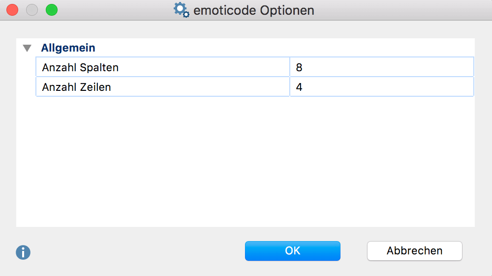 Emoticode Optionen