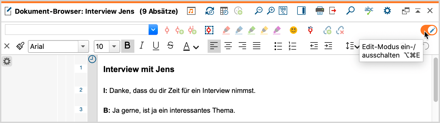 Edit-Modus einschalten