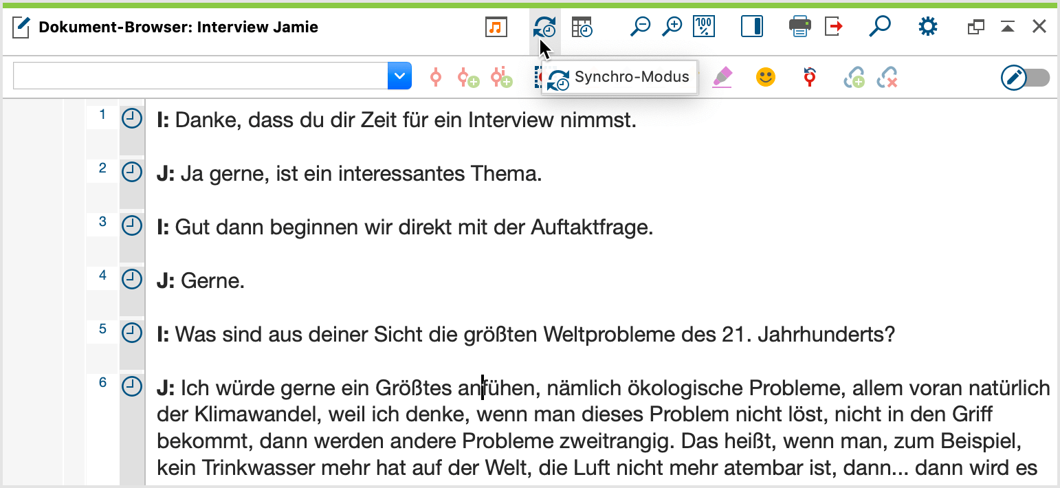 Synchro-Modus in der Symbolleiste „Media Player“ einschalten Synchro-Modus in der Symbolleiste „Media Player“ einschalten