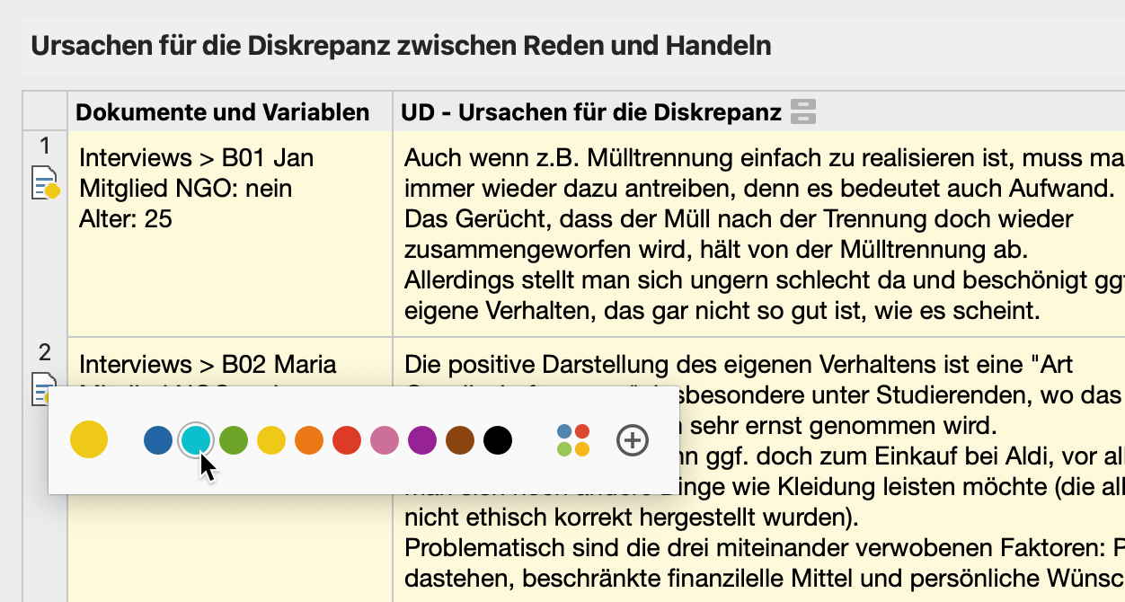 Farbe eines Dokuments in der Summary-Tabelle ändern Farbe eines Dokuments in der Summary-Tabelle ändern