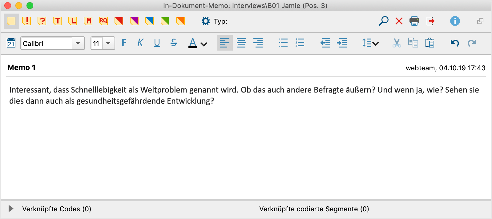 Das Memofenster Das Memofenster