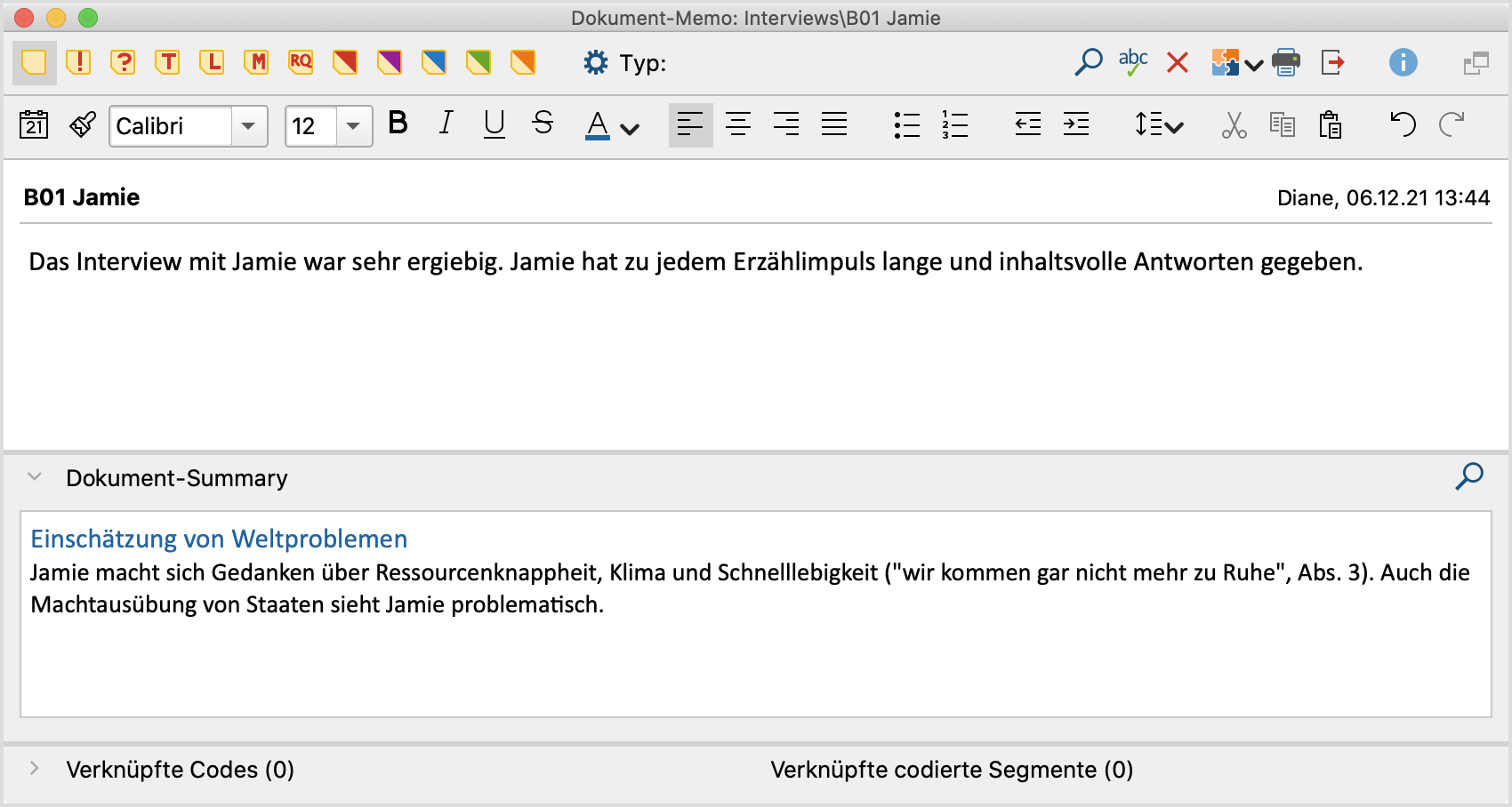 Dokument-Summary in Dokument-Memos Dokument-Summary in Dokument-Memos