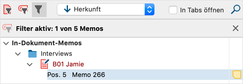 Filterleiste zeigt an, dass Filter gesetzt sind Filterleiste zeigt an, dass Filter gesetzt sind