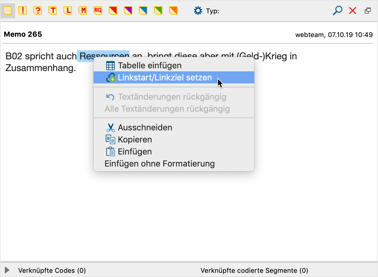 Link in einem Memo einfügen Link in einem Memo einfügen