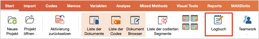 Aufruf des Logbuchs Aufruf des Logbuchs