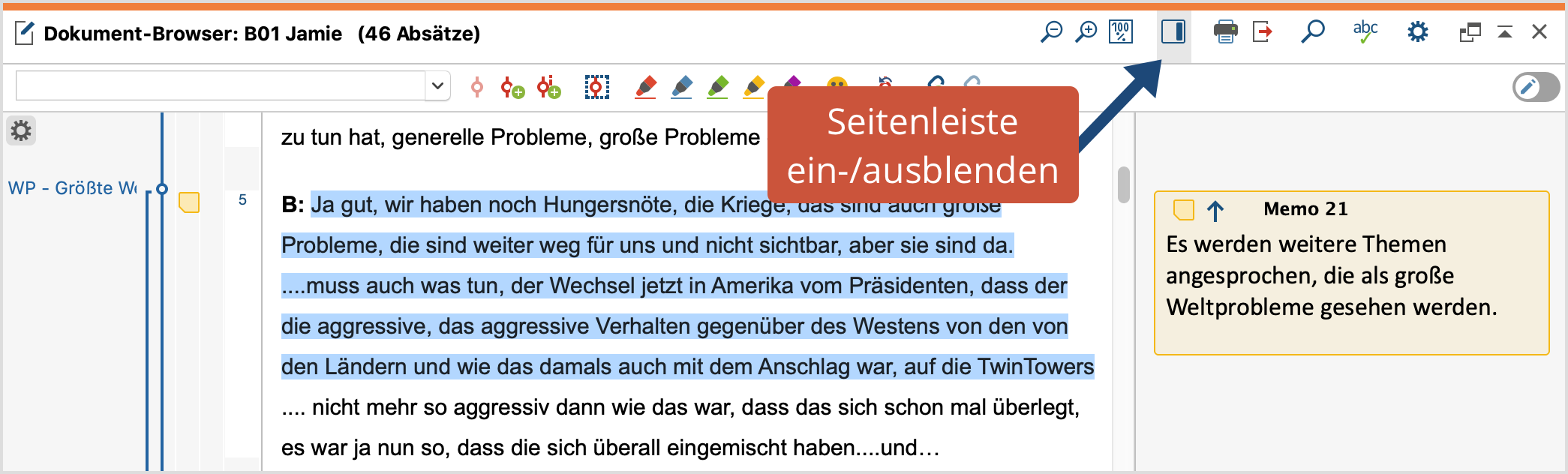 Gelbes Memosymbol in der Memospalte (links) und Anzeige des Memos in der Seitenleiste (rechts) Gelbes Memosymbol in der Memospalte (links) und Anzeige des Memos in der Seitenspalte (rechts)