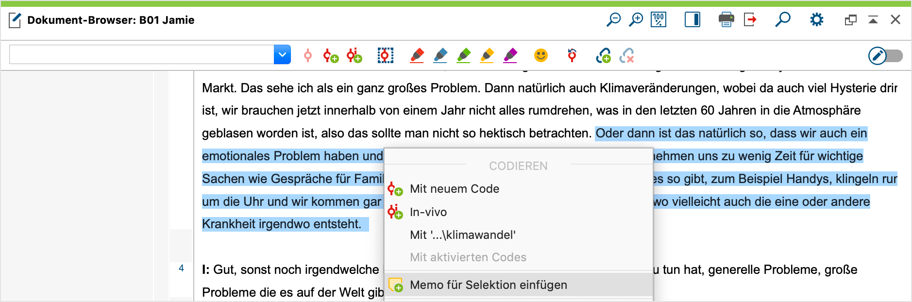 Memo für selektiertes Textsegment erstellen Memo für selektiertes Textsegment erstellen