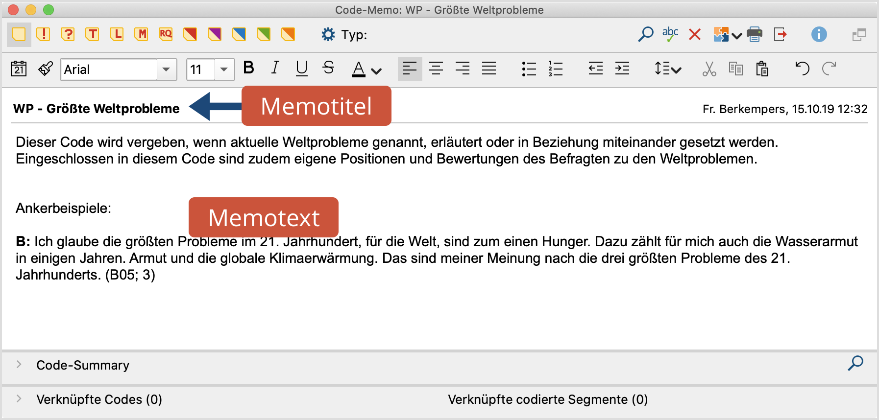 Das Memofenster