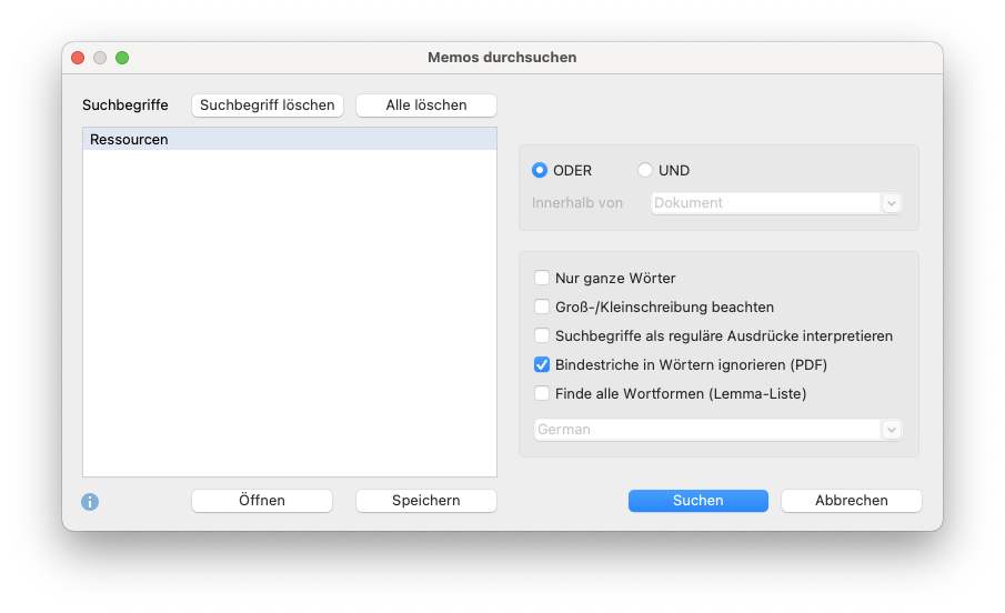 Lexikalische Suche nach dem Begriff „Ressourcen“ in Memos Lexikalische Suche nach dem Begriff „Ressourcen“ in Memos