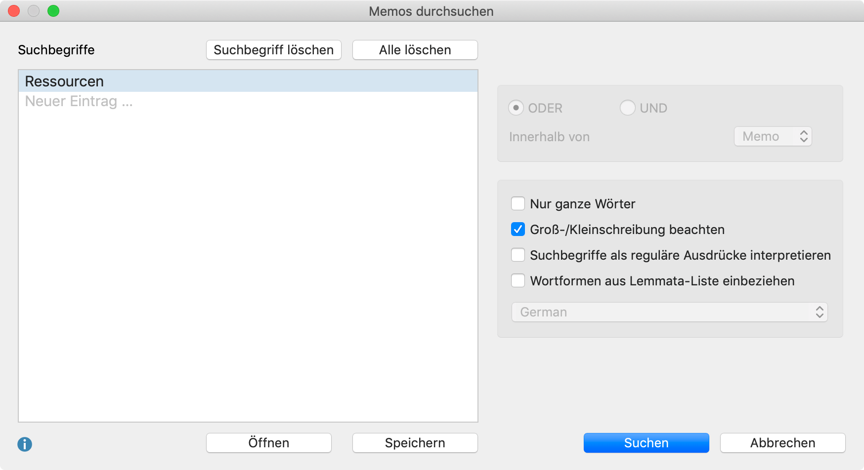 Lexikalische Suche nach dem Begriff „Ressourcen“ in Memos Lexikalische Suche nach dem Begriff „Ressourcen“ in Memos