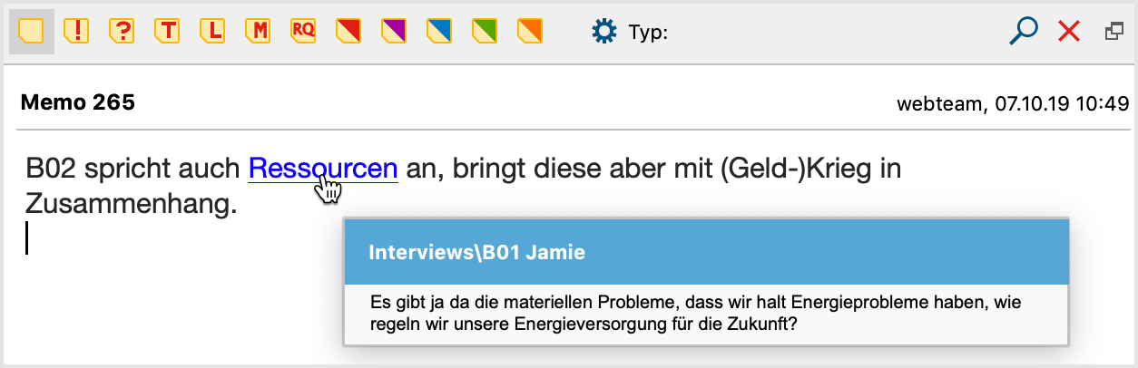 Vorschau eines verknüpften Textsegments am Link Vorschau eines verknüpften Textsegments am Link