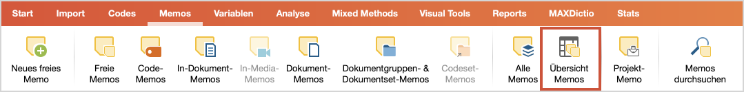 Übersicht Memos auf dem Tab „Memos“ öffnen Übersicht Memos auf dem Tab „Memos“ öffnen
