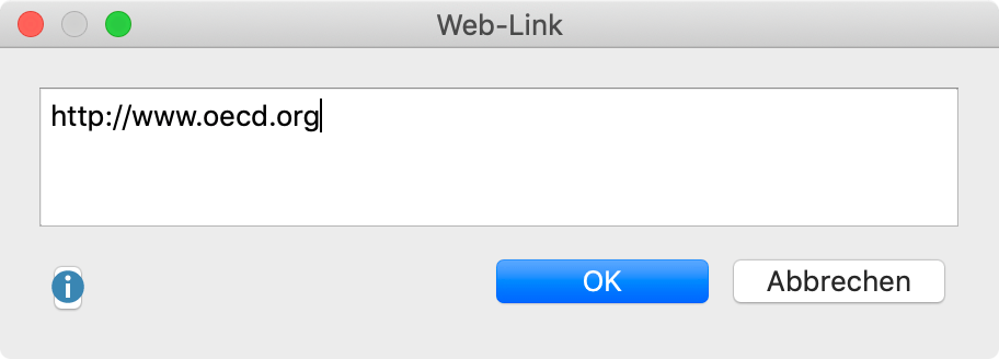 Eingabefeld für einen Web-Link Eingabefeld für Web-Links