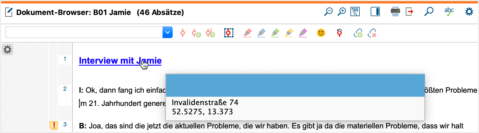 Geo-Link im Dokument-Browser Geo-Link im Dokument-Browser