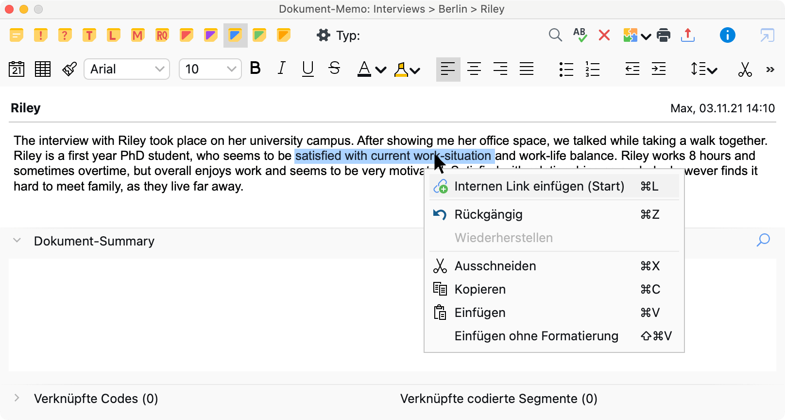 Link in einem Memo einfügen Link in einem Memo einfügen