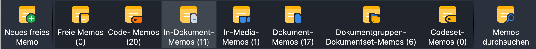 Derzeit sind nur die „In-Dokument-Memos“ im Memo-Manager sichtbar Derzeit sind nur die „In-Dokument-Memos“ im Memo-Manager sichtbar