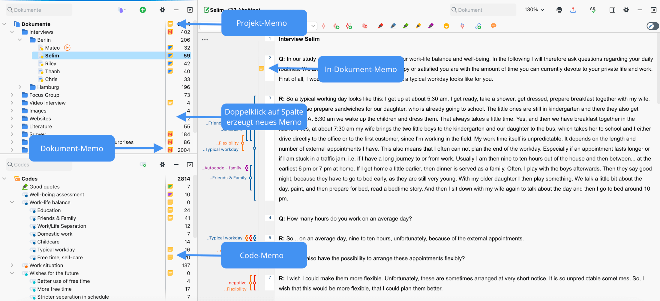 Memos im MAXQDA-Projekt Memos im MAXQDA-Projekt