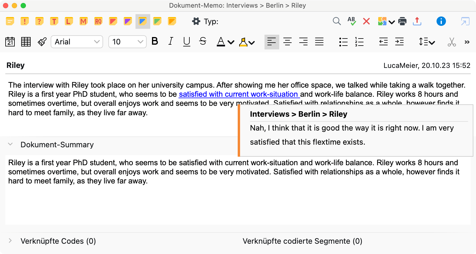 Vorschau eines verknüpften Textsegments am Link Vorschau eines verknüpften Textsegments am Link