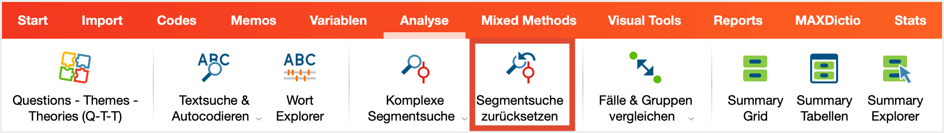 Symbol „Aktivierung zurücksetzen“ in auf dem Tab „Analyse“ Symbol „Aktivierung zurücksetzen“ in auf dem Tab „Analyse“