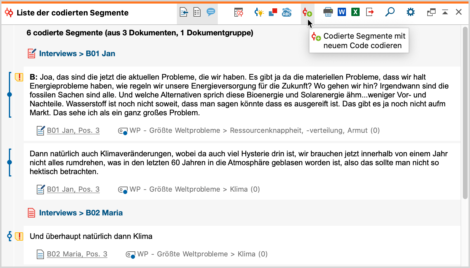Aufruf der Funktion zur Codierung der gelisteten Segmente Aufruf der Funktion zur Codierung der gelisteten Segmente