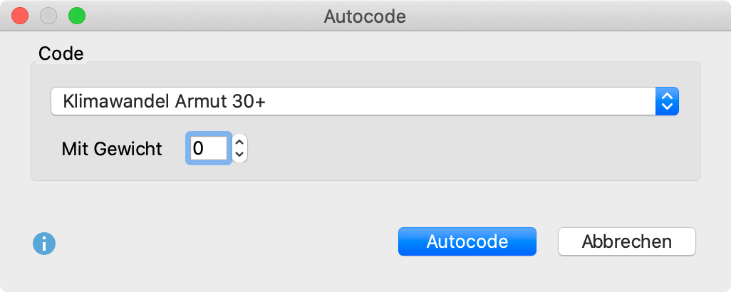 Optionen für das automatische Codieren der Segmente in der „Übersicht codierte Segmente“ mit einem bereits vorhandenen Code Optionen für das automatische Codieren der Segmente in der „Übersicht codierte Segmente“ mit einem bereits vorhandenen Code