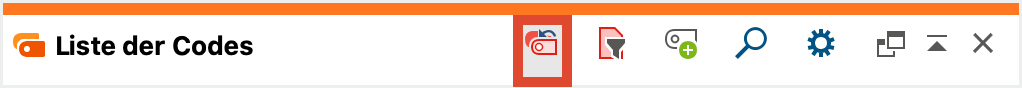 Symbol „Aktivierung zurücksetzen“ in der Liste der Codes Symbol „Aktivierung zurücksetzen“ in der Liste der Codes