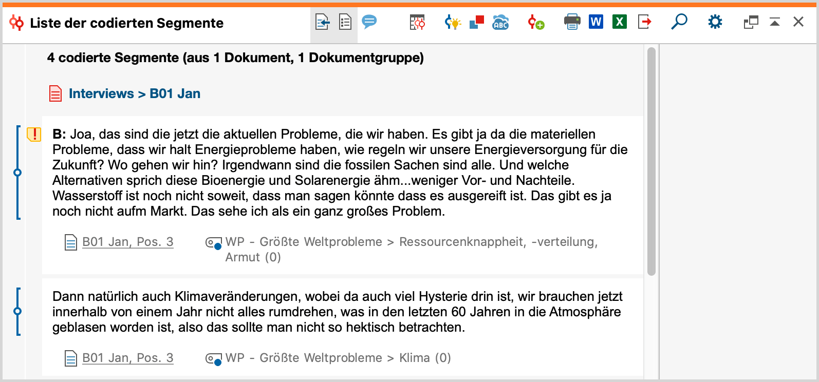 Entsprechend der Aktivierungen gefundene codierte Segmente Entsprechend der Aktivierungen gefundene codierte Segmente