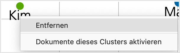 Kontextmenü für ein Dokument auf der Karte Kontextmenü für ein Dokument auf der Karte