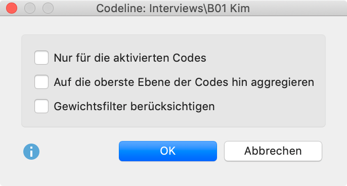 Optionen für die Erstellung der Codeline festlegen Optionen für die Erstellung der Codeline festlegen