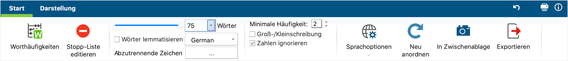 Funktionen auf dem Tab „Start“ Funktionen auf dem Tab „Start“
