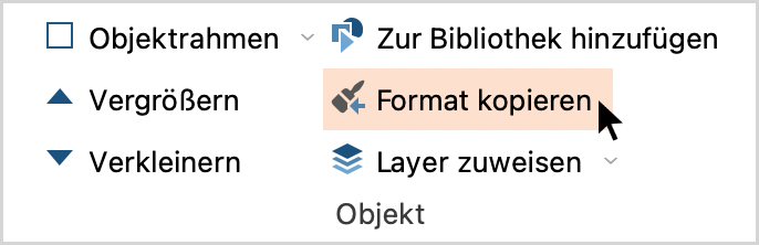 Das Symbol zum Übertragen der Objekt-Eigenschaften auf dem Tab „Format“ Das Symbol zum Übertragen der Objekt-Eigenschaften auf dem Tab „Format“