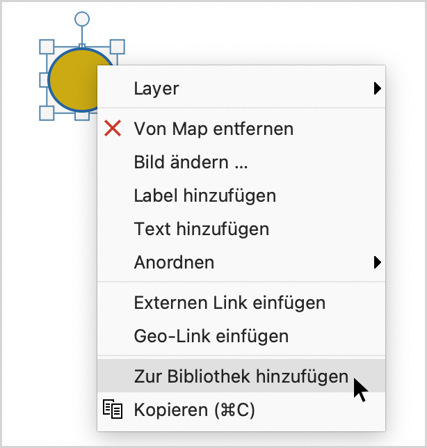 Das Objekt in die Bibliothek transferieren Das Objekt in die Bibliothek transferieren