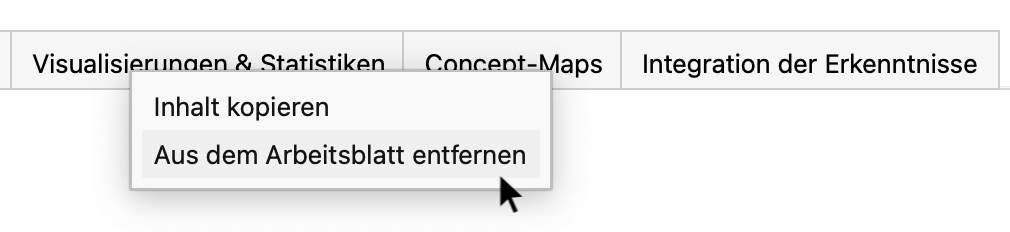Bereich per Kontextmenü löschen Bereich per Kontextmenü löschen