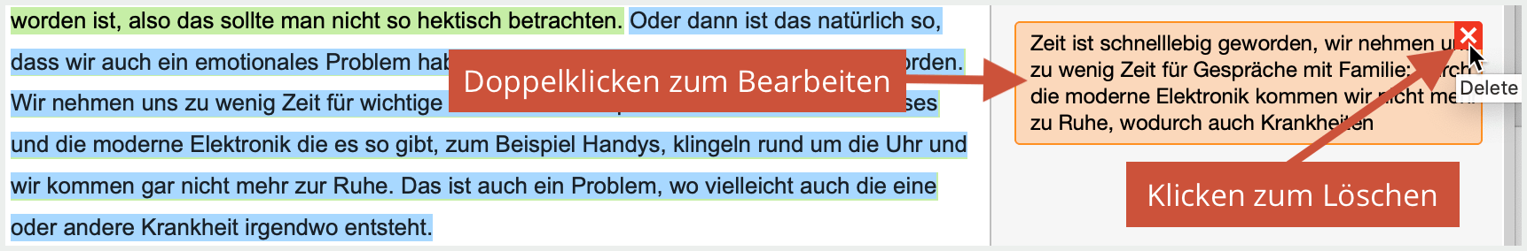 Paraphrase editieren, Paraphrase löschen Paraphrase editieren, Paraphrase löschen
