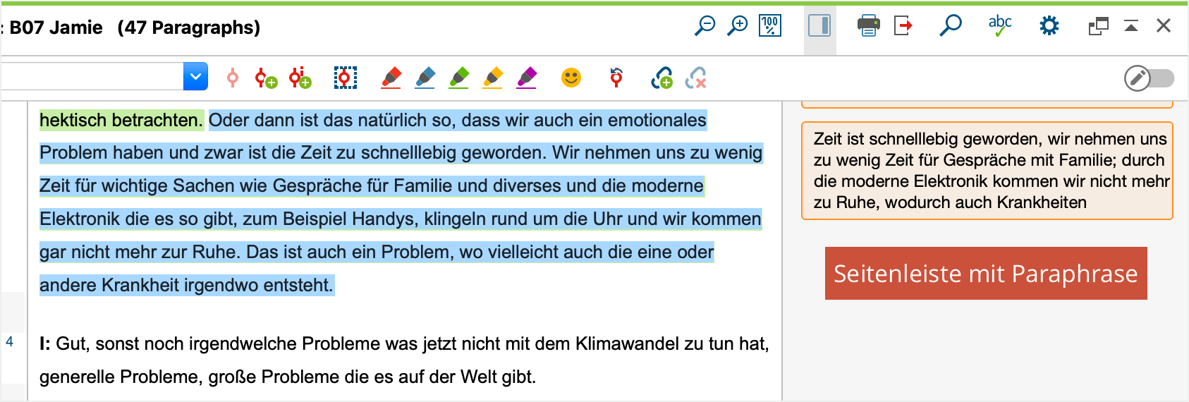 Anzeige von Paraphrasen in der Seitenleiste des „Dokument-Browsers“ Anzeige von Paraphrasen in der Seitenleiste des „Dokument-Browsers“