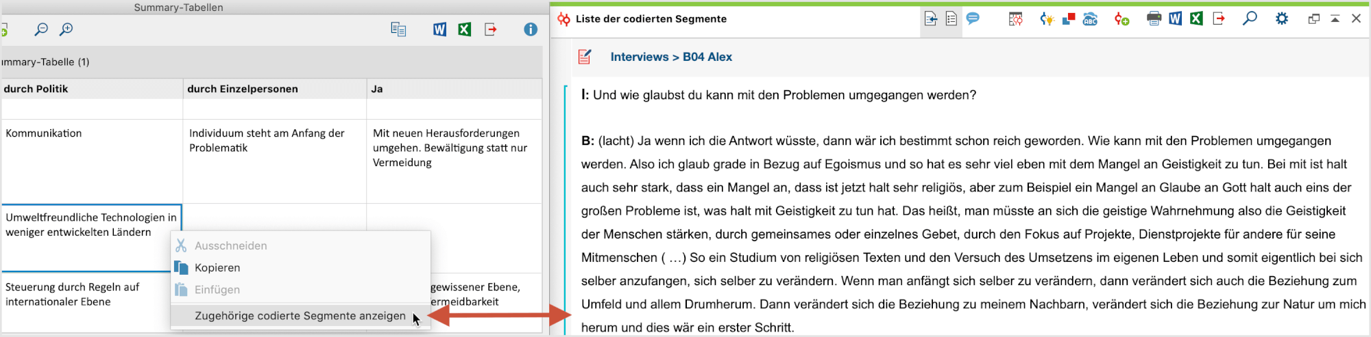 Interaktive Zellen der Summary-Tabelle Interaktive Zellen der Summary-Tabelle