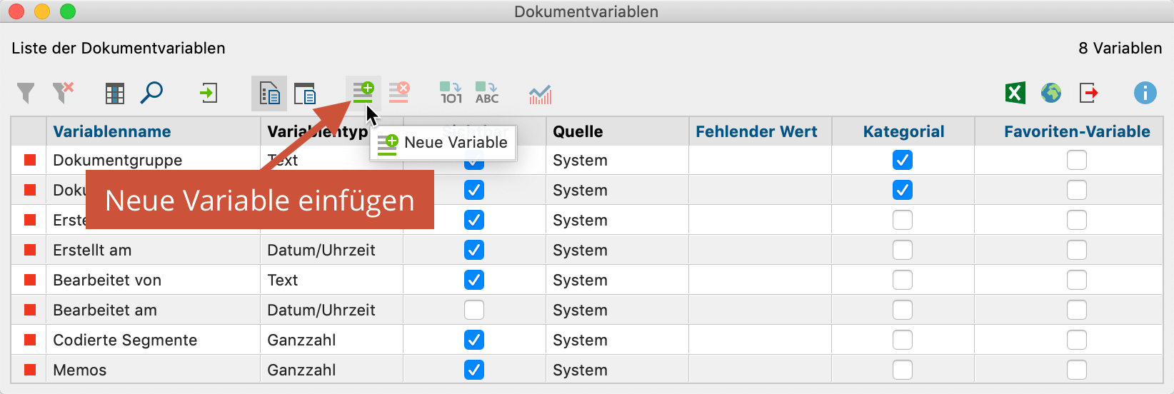 Neue Variable per Quickbutton einfügen Neue Variable per Quickbutton einfügen
