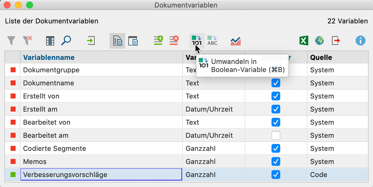 Variable binarisieren Variable binarisieren